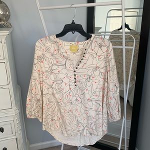 Anthropologie 3/4 button, 3/4 sleeve top